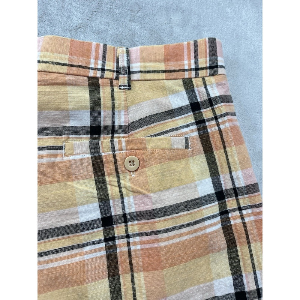 LoudMouth Golf Shorts Men 38 Orange Plaid Flat Front 10'' Inseam Breathable - Picture 13 of 16